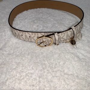 🆕 Michael Michael Kors White Signature Monogram Belt Size S NWT
